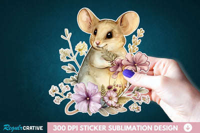 Mouse And Flower Sticker Clipart Sublimation Regulrcrative 