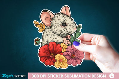 Mouse And Flower Sticker Clipart Sublimation Regulrcrative 