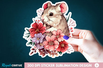 Mouse And Flower Sticker Clipart Sublimation Regulrcrative 