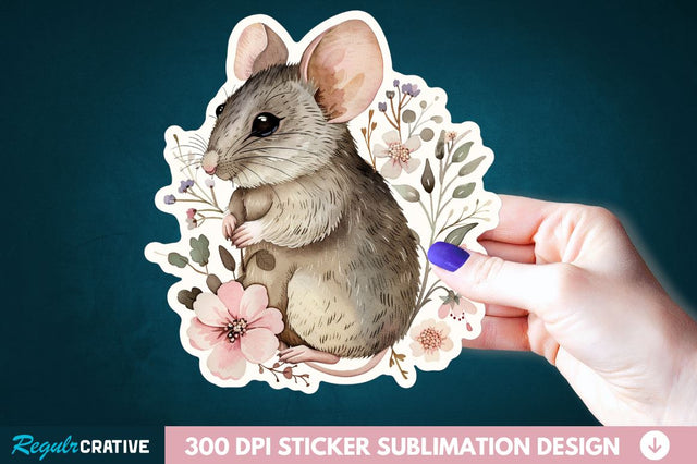 Mouse And Flower Sticker Clipart Sublimation Regulrcrative 