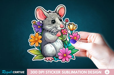 Mouse And Flower Sticker Clipart Sublimation Regulrcrative 