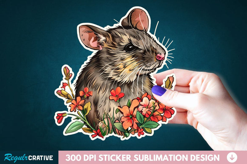 Mouse And Flower Sticker Clipart Sublimation Regulrcrative 