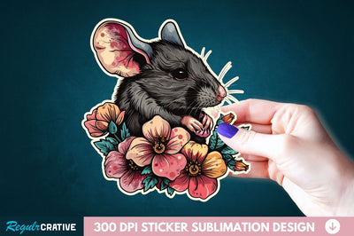 Mouse And Flower Sticker Clipart Sublimation Regulrcrative 