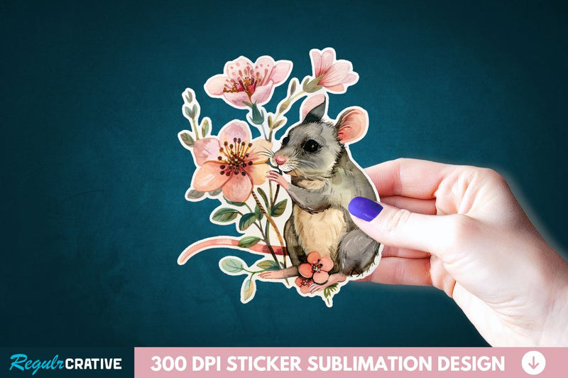 Mouse And Flower Sticker Clipart Sublimation Regulrcrative 