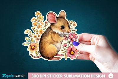 Mouse And Flower Sticker Clipart Sublimation Regulrcrative 