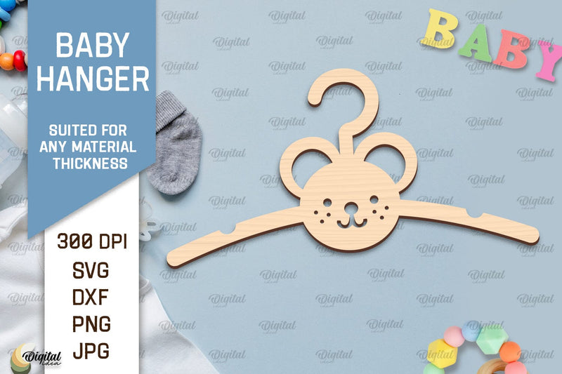 Mouse Baby Hanger Laser Cut. Kids Clothes Hanger SVG SVG Evgenyia Guschina 