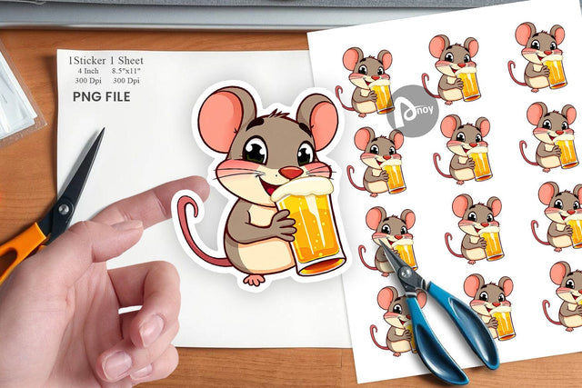 Mouse Beer Day Sticker Sublimation artnoy 