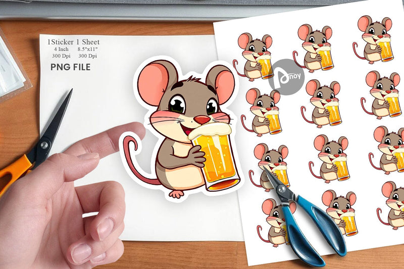 Mouse Beer Day Sticker Sublimation artnoy 
