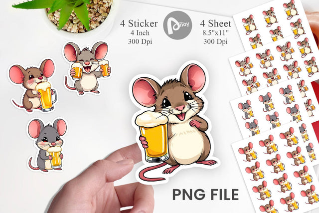 Mouse Beer Day Sticker Sublimation artnoy 