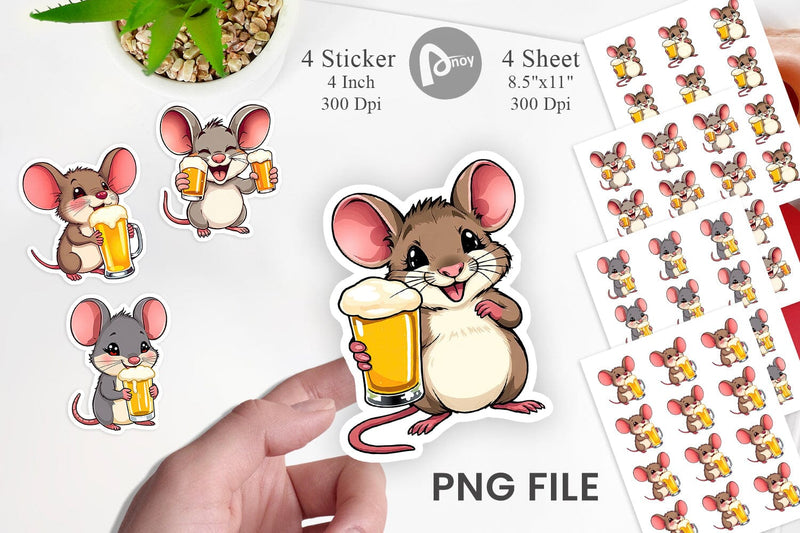 Mouse Beer Day Sticker Sublimation artnoy 