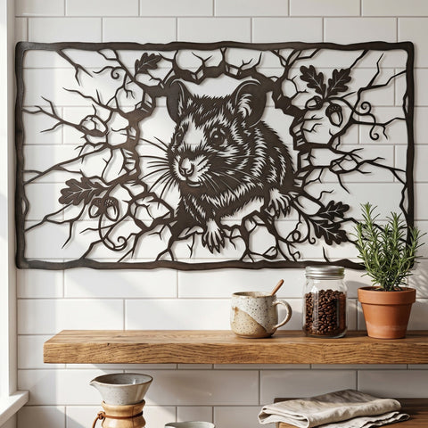 Mouse Breaking Through Wall Laser SVG | Mouse Metal Wall Art DXF | Laser Cut File | CNC Plasma Cutting Design | Rustic Wildlife Decor Svg SVG HappyDesignStudio 