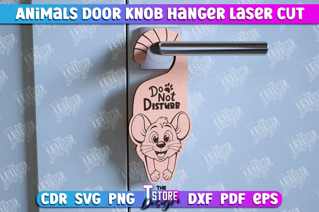 Mouse Door Knob Hanger | Children's Room | Door Sign | Baby Animals | CNC File SVG The T Store Design 