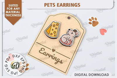 Mouse Earrings Laser Cut. Pets Earrings SVG SVG Evgenyia Guschina 