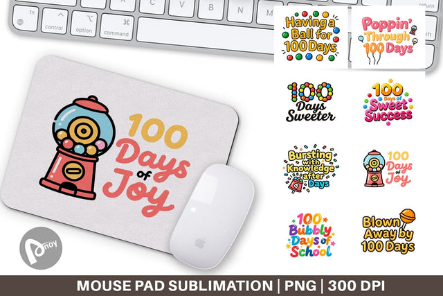 Mouse Pad 100 Days Gumball Fun Quotes Sublimation artnoy 