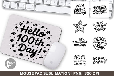 Mouse Pad 100 Days Scribble Art Quotes Sublimation artnoy 