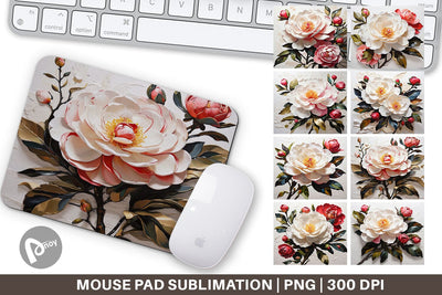 Mouse Pad 3D Camellia Flower Sublimation artnoy 
