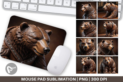 Mouse Pad 3D Carved Bear Sublimation artnoy 
