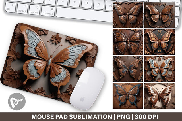 Mouse Pad 3D Carved Butterfly Sublimation artnoy 