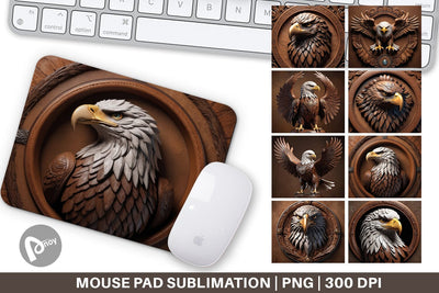 Mouse Pad 3D Carved Eagle Sublimation artnoy 