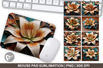 Mouse Pad 3D Carved Lily Sublimation artnoy 