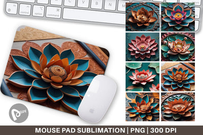 Mouse Pad 3D Carved Lotus Sublimation artnoy 