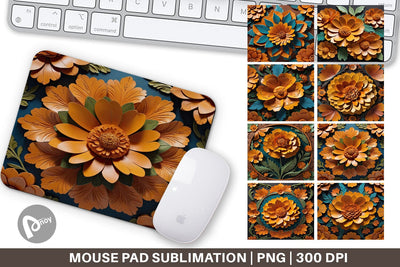 Mouse Pad 3D Carved Marigold Sublimation artnoy 