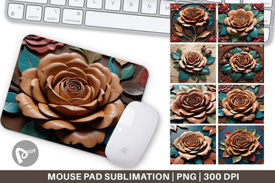 Mouse Pad 3D Carved Rose Sublimation artnoy 