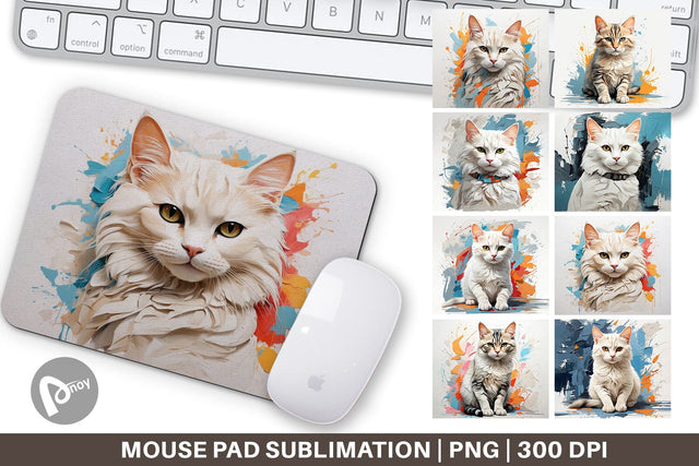 Mouse Pad 3D Cat Painting Sublimation artnoy 