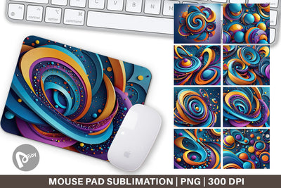 Mouse Pad 3D Circles and Bubbles Sublimation artnoy 