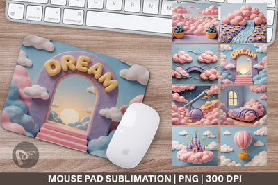 Mouse Pad 3D Clay Pastel Dream Sky Backdrop Sublimation artnoy 