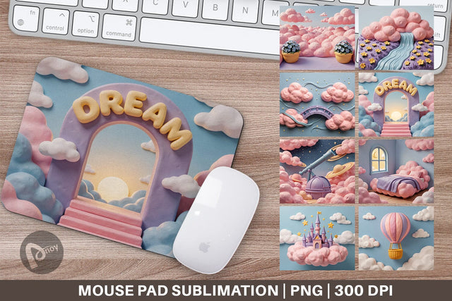 Mouse Pad 3D Clay Pastel Dream Sky Backdrop Sublimation artnoy 