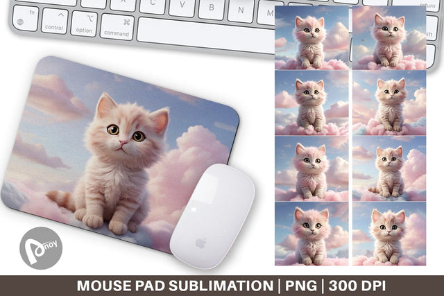 Mouse Pad 3D Cute Cat Pastel Sublimation artnoy 