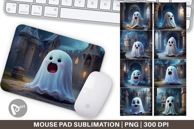 Mouse Pad 3D Cute Ghost Halloween Sublimation artnoy 