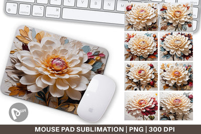 Mouse Pad 3D Dahlia Flower Sublimation artnoy 