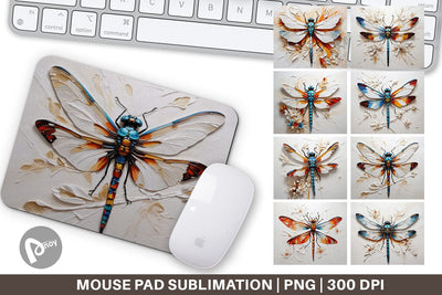 Mouse Pad 3D Dragonfly Painting Sublimation artnoy 
