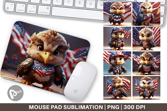 Mouse Pad 3D Eagle 4th July Patriotic Sublimation artnoy 