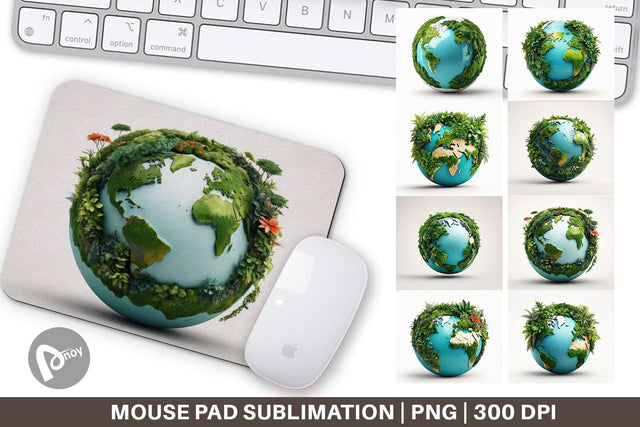 Mouse Pad 3D Earth Surrounded Plants Sublimation artnoy 