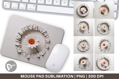 Mouse Pad 3D Flower and Wall Crack Sublimation artnoy 