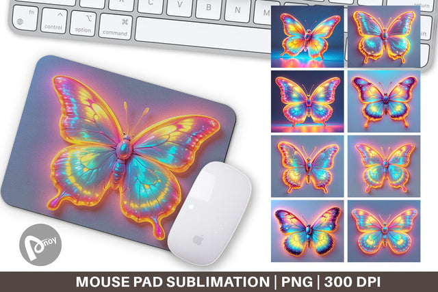 Mouse Pad 3D Glowing Butterfly Sublimation artnoy 