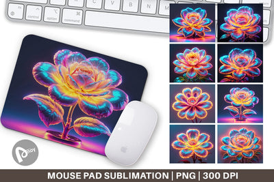 Mouse Pad 3D Glowing Flower Sublimation artnoy 