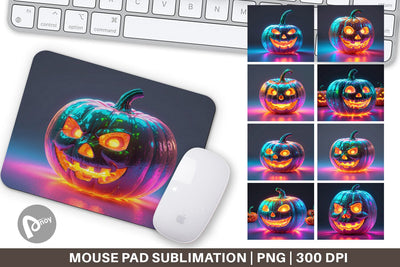 Mouse Pad 3D Glowing Jack O Lantern Sublimation artnoy 