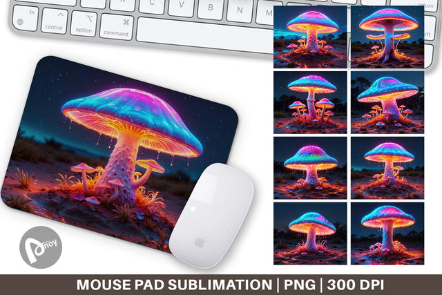Mouse Pad 3D Glowing Mushroom Sublimation artnoy 