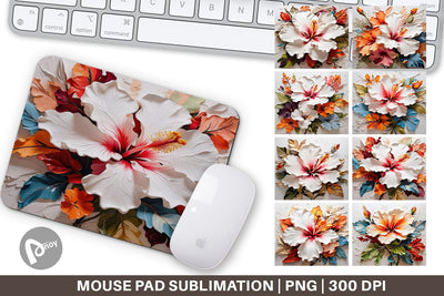 Mouse Pad 3D Hibiscus Flower Sublimation artnoy 