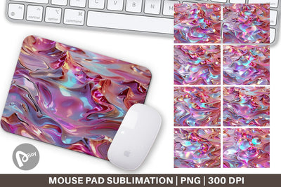 Mouse Pad 3D Holographic Pink Liquid Sublimation artnoy 