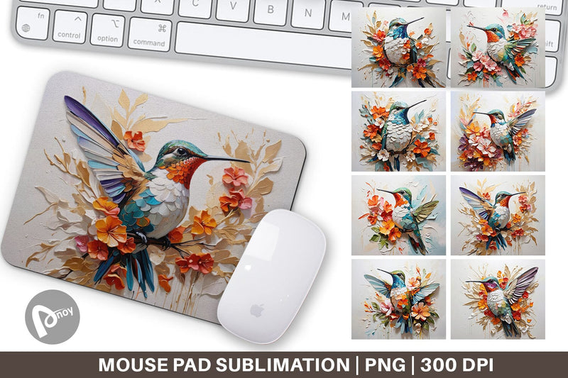 Mouse Pad 3D Hummingbird Painting Sublimation artnoy 