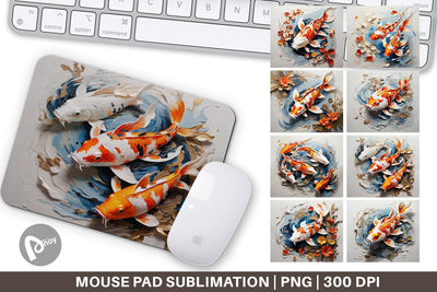 Mouse Pad 3D Koi Fish Painting Sublimation artnoy 