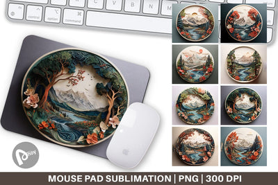 Mouse Pad 3D Landscape Mountain Tree Sublimation artnoy 