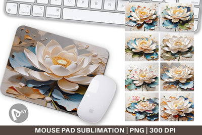 Mouse Pad 3D Lotus Flower Painting Sublimation artnoy 