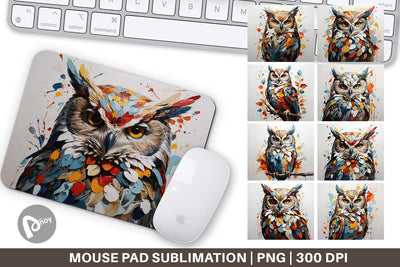 Mouse Pad 3D Owl Painting Sublimation artnoy 