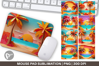 Mouse Pad 3D Paper cut Beach Summer Sublimation artnoy 